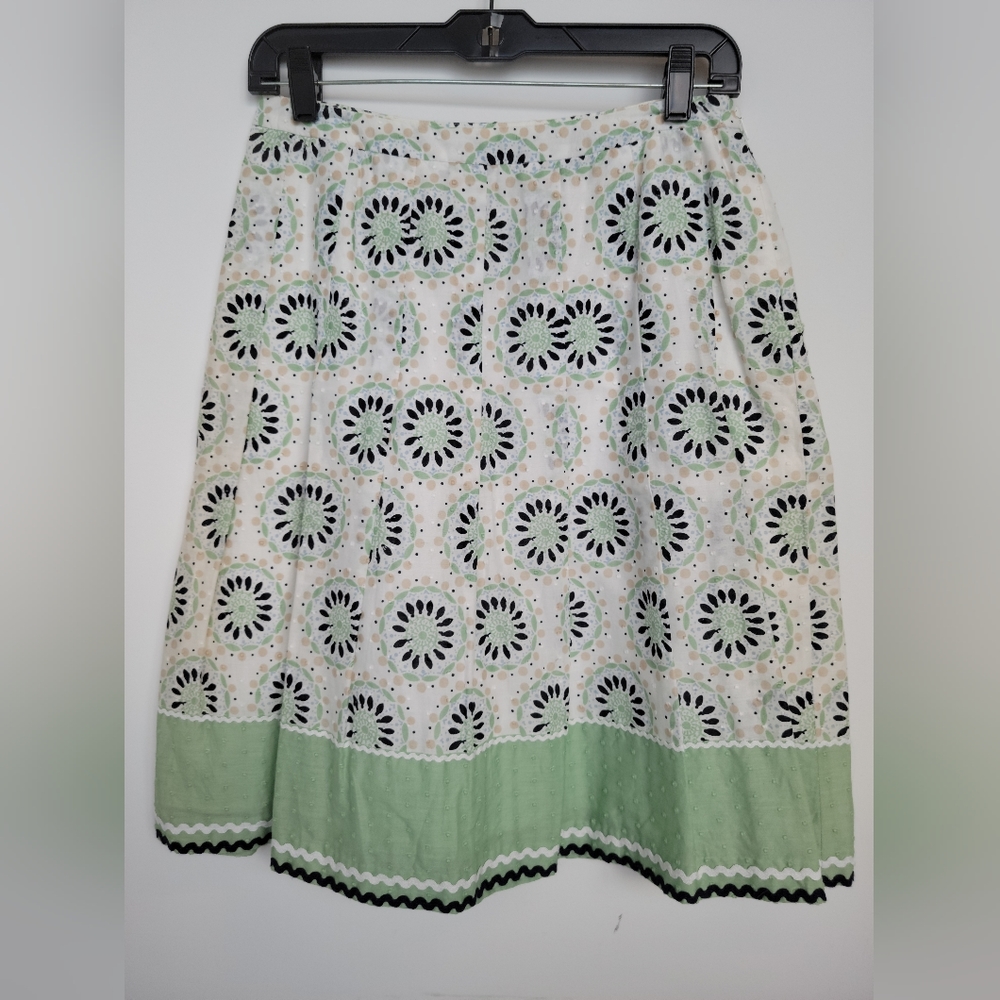 Ann Taylor Loft multicolor skirt with eyelet lace detail and embroidered hem